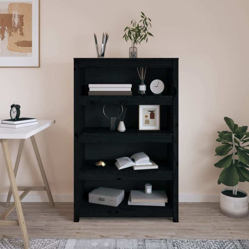 foto del prodotto libreria nera 80x35x126 cm in legno massello di pino vidaxl