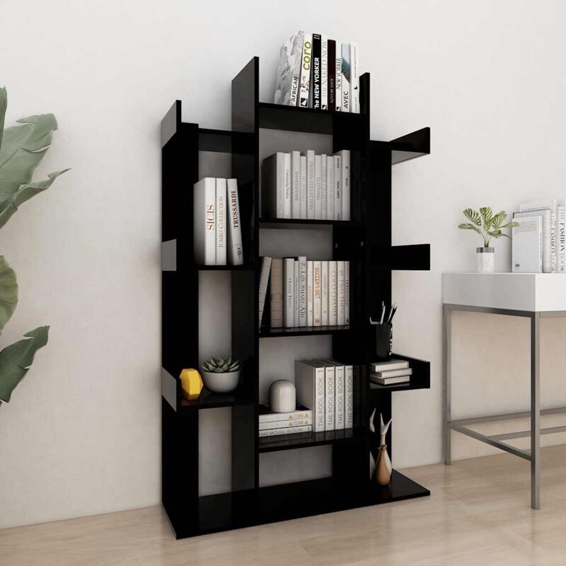 foto del prodotto libreria nera 86x25,5x140 cm in legno multistrato vidaxl