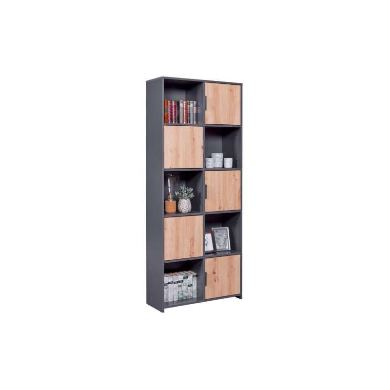 foto del prodotto libreria pepeto 5t in laminato grigio artisan 77 x 30 x 185 cm