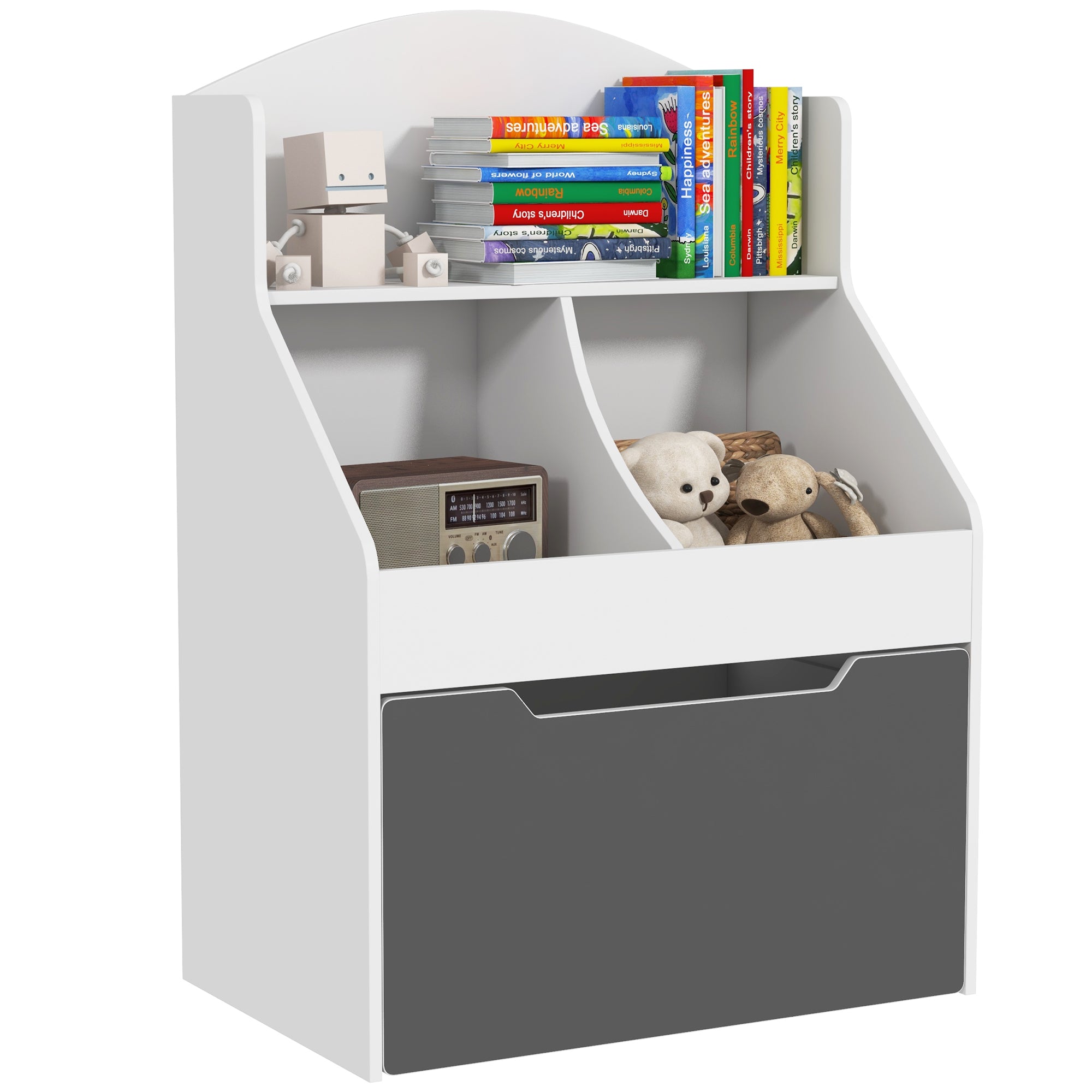 foto del prodotto libreria per bambini 2 livelli con cassetto 62x40x88 cm bianco