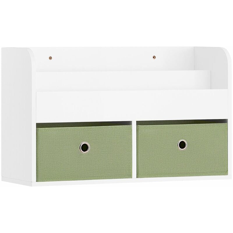 foto del prodotto libreria per bambini mensola a muro con due scatole di giocattoli 60x20x36 cm bianco kmb81 w sobuy