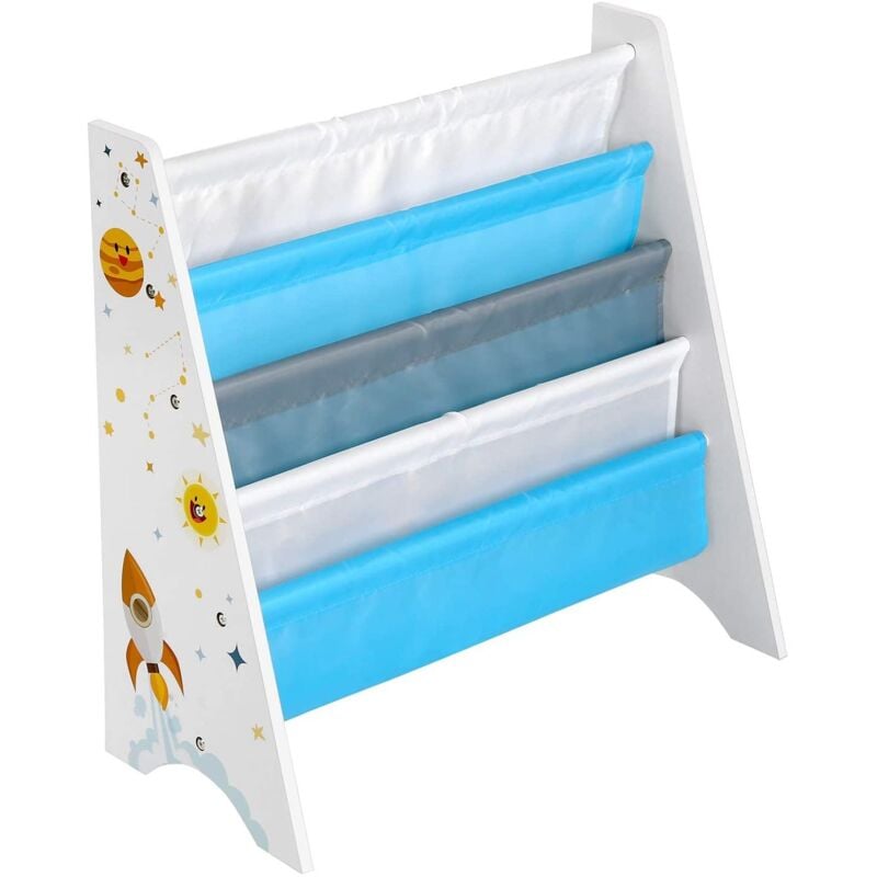 foto del prodotto libreria per bambini ripiano porta libri con kit antiribaltamento per cameretta cameretta giochi asilo nido 62,5 cm modello spazio bianco 120000262