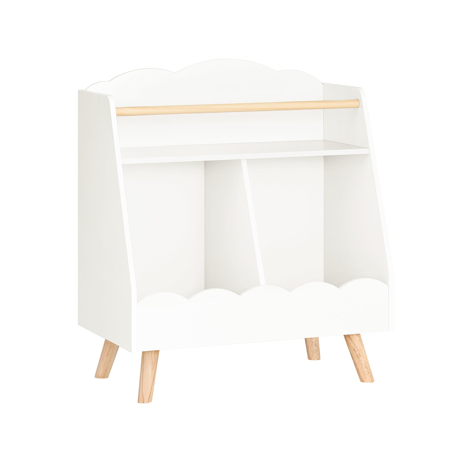 foto del prodotto libreria per bambini scaffale portaoggetti con 3 scomparti bianco 61x35x71cm kmb100 k w