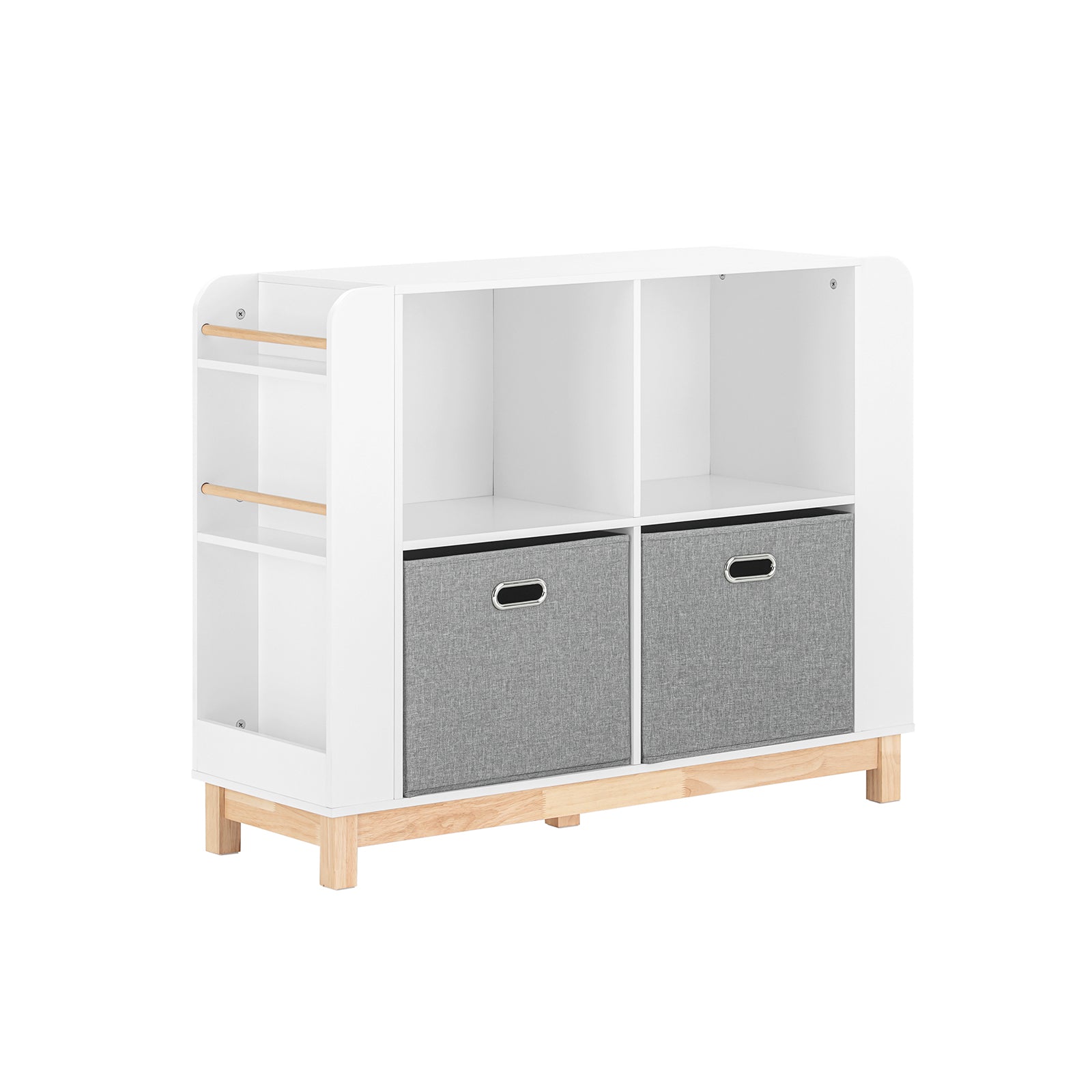 foto del prodotto libreria per bambini scaffale portaoggetti mobili per cameretta con due cassetti in tessuto non tessuto bianco naturale 100x35x80cm kmb85 w sobuy