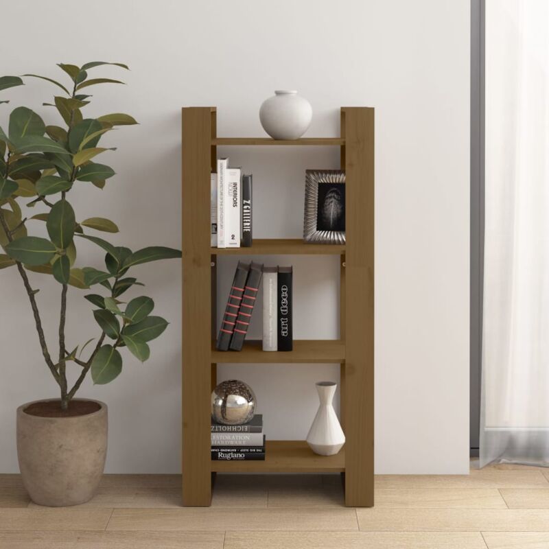 foto del prodotto libreria per salotto o studio design elegante con 4 ripiani vari colori colore marrone scuro