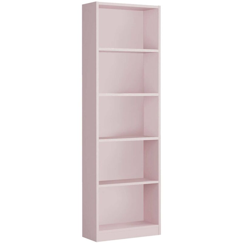 foto del prodotto libreria pomona, mobile portalibri alta a 5 ripiani, scaffale da ufficio o cameretta, scaffale moderno con scomparti, cm 52x25h80, rosa, con imballo