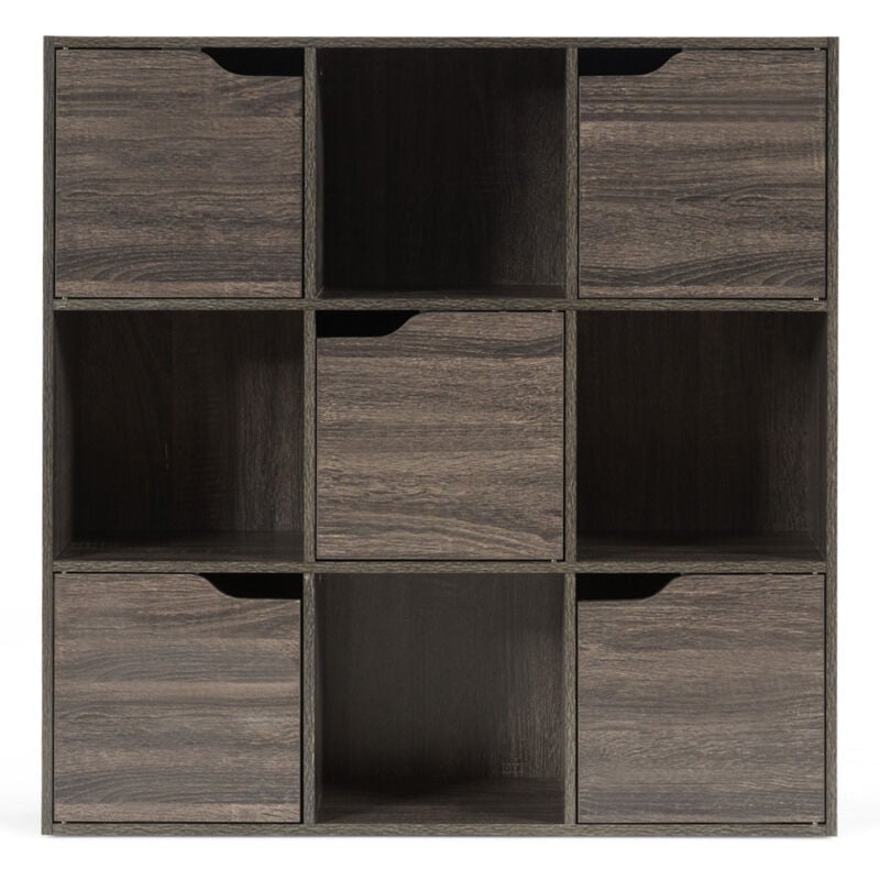 foto del prodotto libreria portaoggetti con 5 cubi portaoggetti con ante 90 x 29 x 90 cm grigia