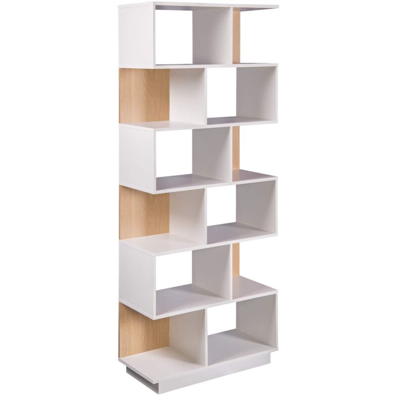 foto del prodotto libreria rebecca mobili silene 180x70x29,5 truciolato bianco marrone chiaro moderno