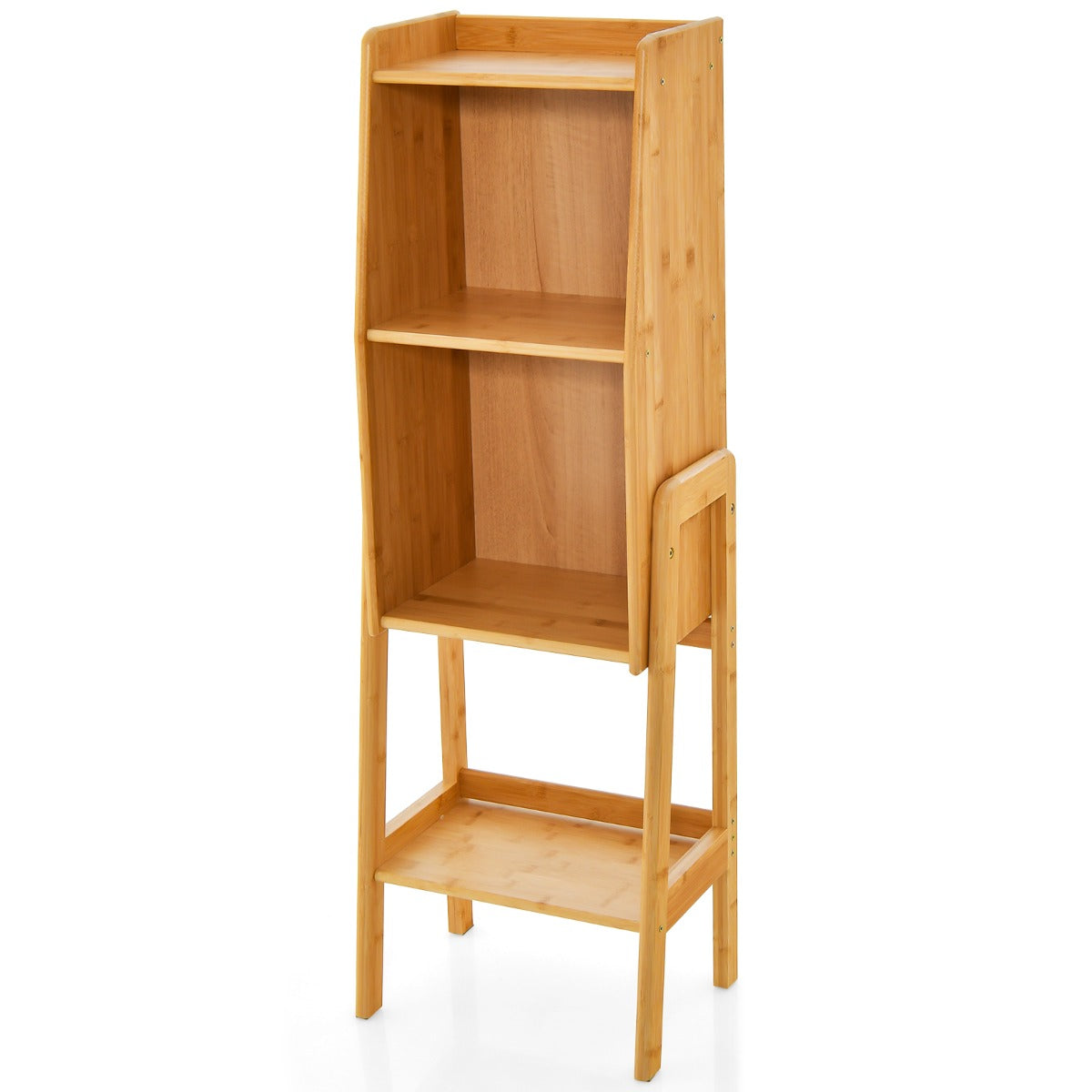 foto del prodotto libreria ripiano portaoggetti in bamb custodia per mobili scomparto cubico piedi bordi rialzati 265 x 37 x 113 cm bamb naturale 20 0001948
