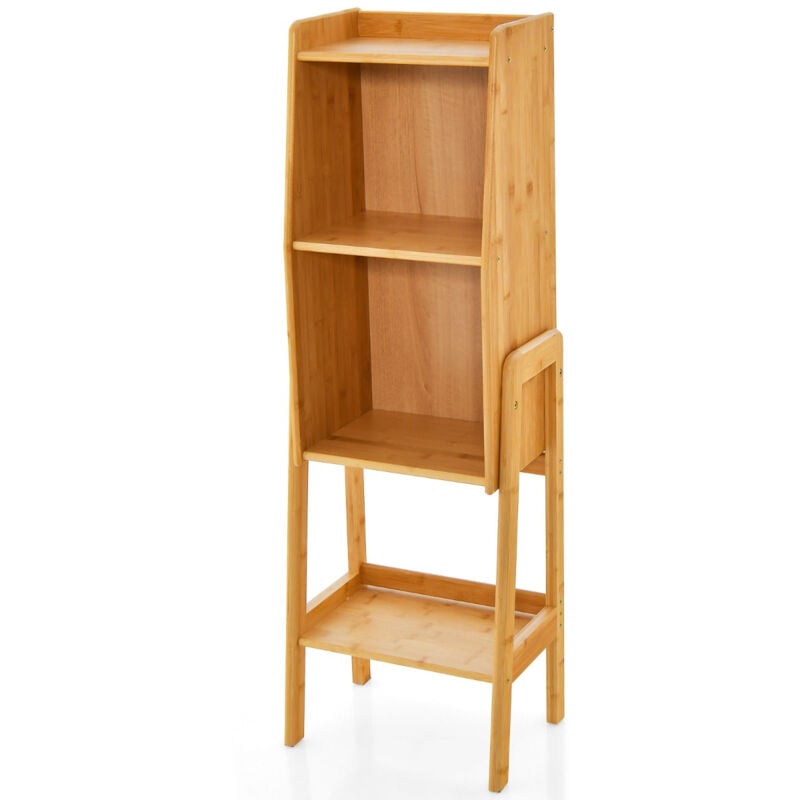 foto del prodotto libreria ripiano portaoggetti in bamb custodia per mobili scomparto cubico piedi bordi rialzati 265 x 37 x 113 cm bamb naturale 200001948