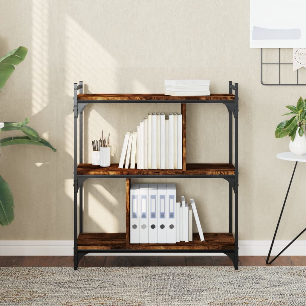 foto del prodotto libreria rovere fumo 3 ripiani 76x32x88 cm legno multistratocod mxl 131109