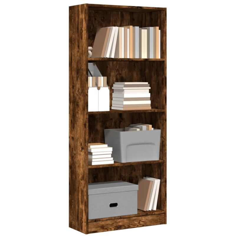 foto del prodotto libreria rovere fumo 60x24x143 cm in legno multistrato vidaxl