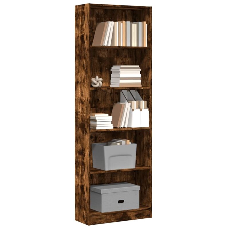 foto del prodotto libreria rovere fumo 60x24x176 cm in legno multistrato vidaxl