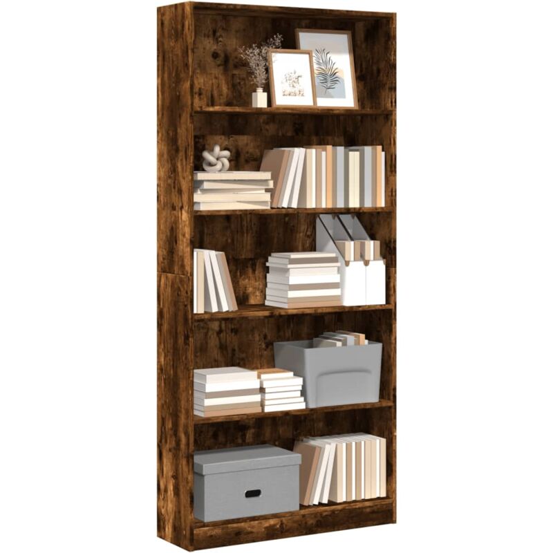 foto del prodotto libreria rovere fumo 80x24x176 cm in legno multistrato vidaxl