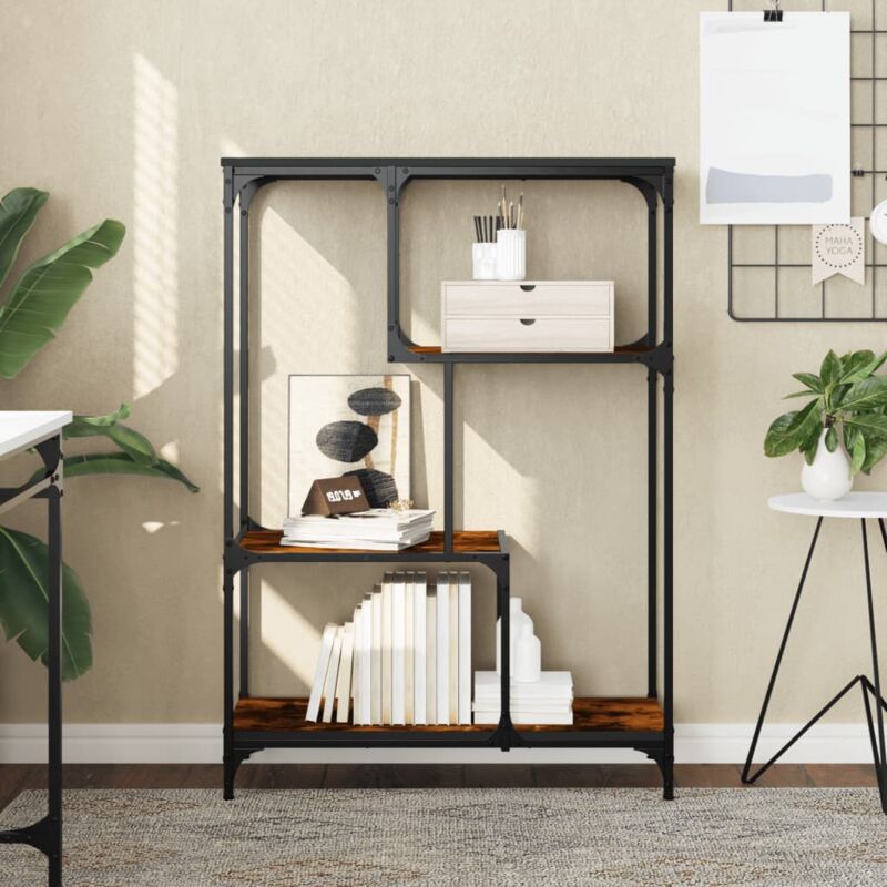foto del prodotto libreria rovere fumo 81x36x115 cm legno multistrato e acciaio vidaxl