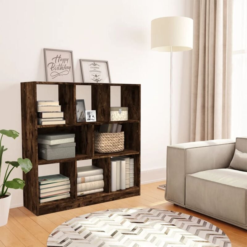 foto del prodotto libreria rovere fumo 97,5x29,5x100 cm in legno multistrato vidaxl