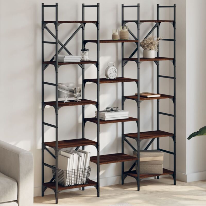 foto del prodotto libreria rovere marrone 127,5x28,5x172,5cm in legno multistrato vidaxl