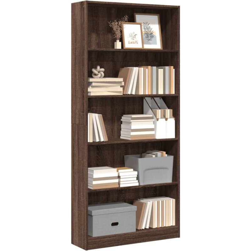 foto del prodotto libreria rovere marrone 80x24x176 cm in legno multistrato vidaxl