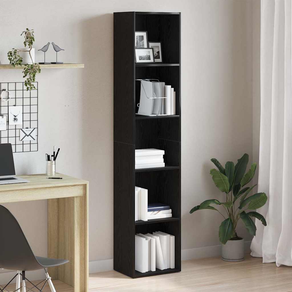 foto del prodotto libreria rovere nero 40x30x189 cm in legno multistrato