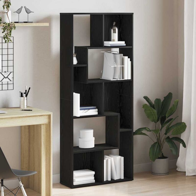 foto del prodotto libreria rovere nero 67x24x161 cm in legno multistrato vidaxl