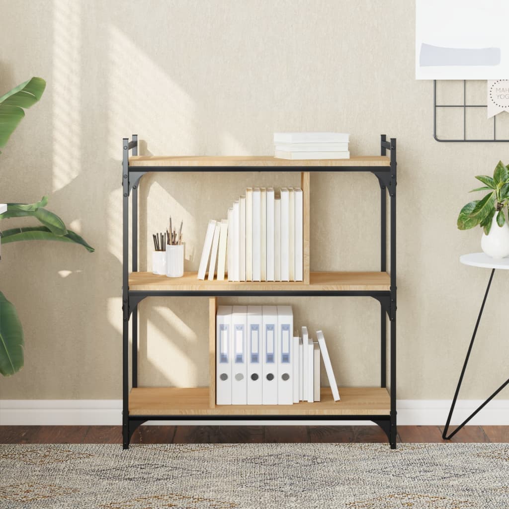 foto del prodotto libreria rovere sonoma 3 ripiani 76x32x88 cm legno multistrato