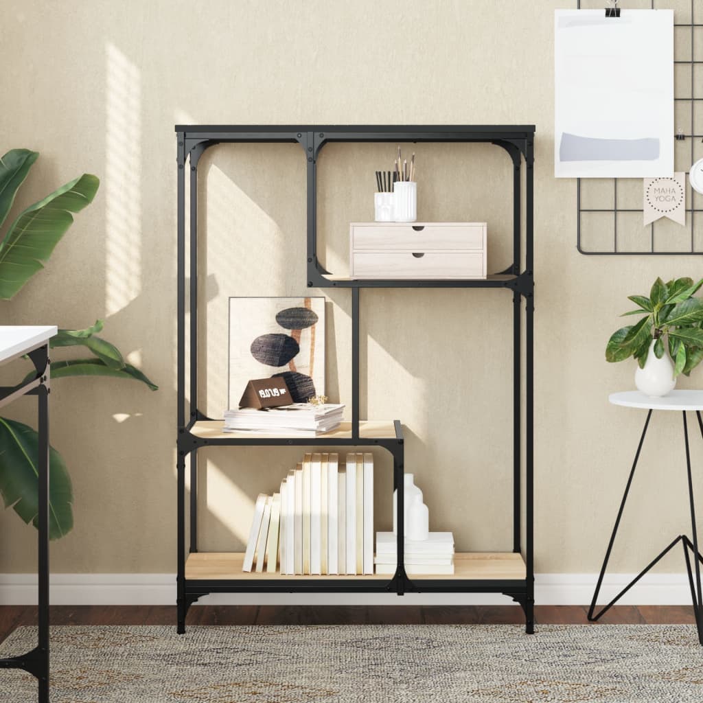 foto del prodotto libreria rovere sonoma 81x36x115 cm legno multistrato e acciaiocod mxl 107296