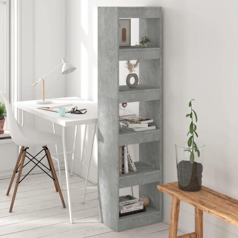 foto del prodotto libreria salvaspazio ideale per qualsiasi stanza con 5 ripiani vari colori colore cemento