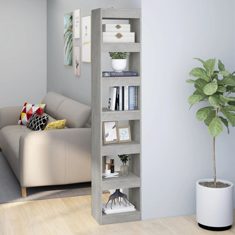 foto del prodotto libreria salvaspazio ideale per qualsiasi stanza con 6 ripiani vari colori colore cemento