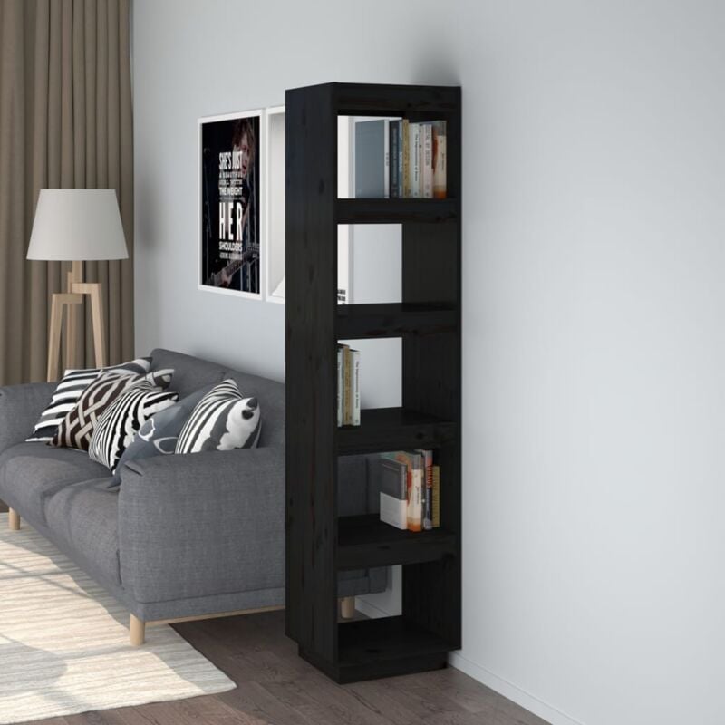 foto del prodotto libreria salvaspazio in legno 40x35x167cm con 5 ripiani vari colori colore nero