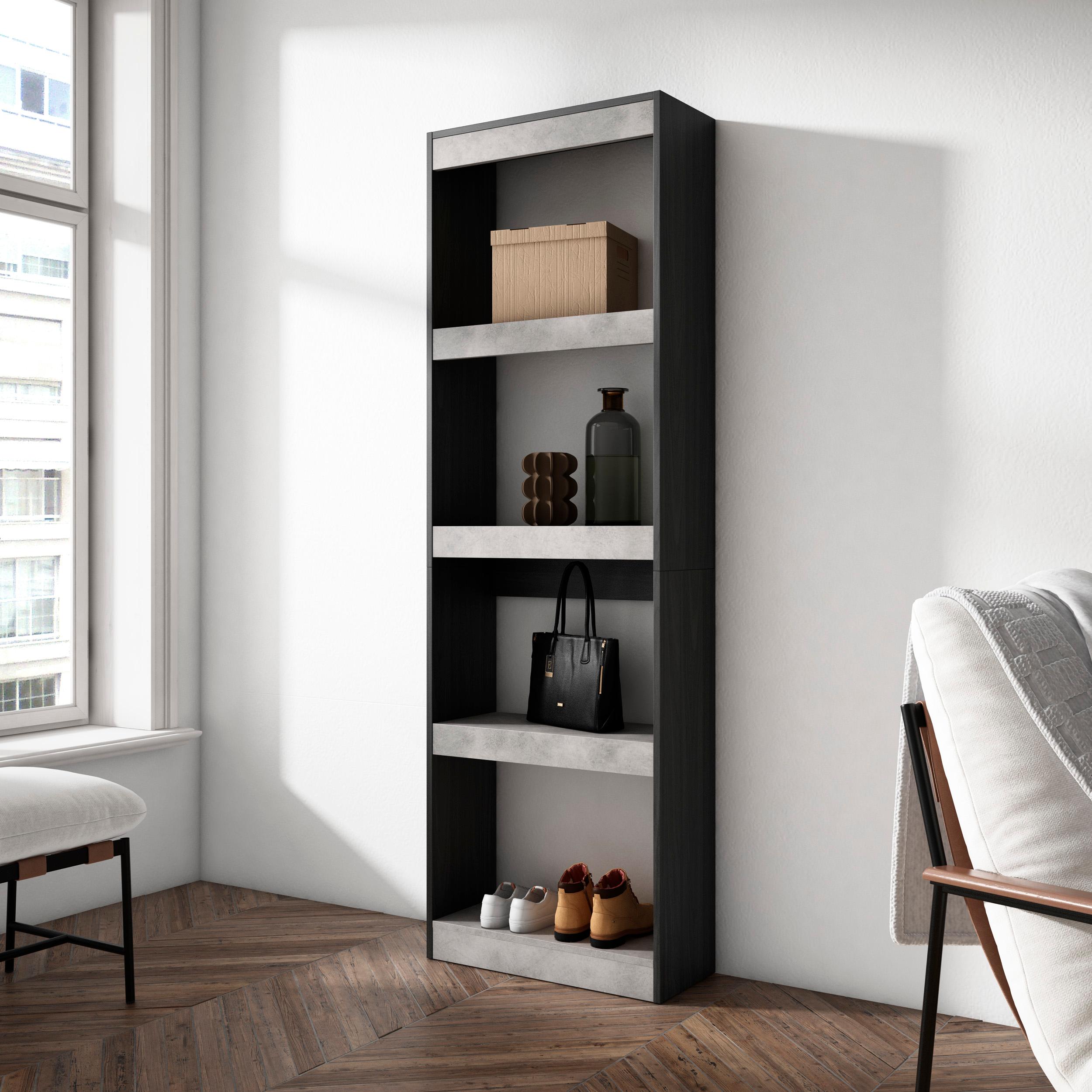foto del prodotto libreria scaffale, 60x25x186cm, soggiorno, ufficio, per libri, grigio cemento rf2331