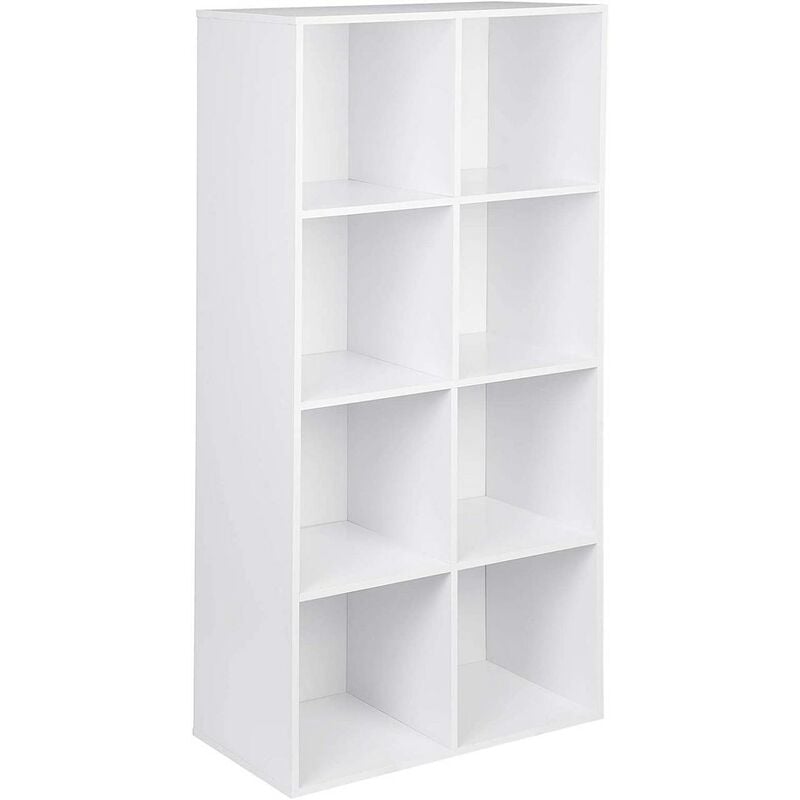 foto del prodotto libreria scaffale bianca mensola di legno da esposizione per casa ufficio 121 cm woltu