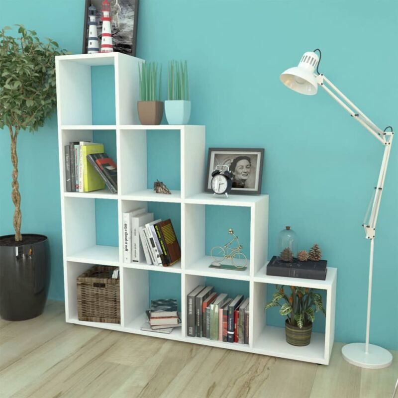 foto del prodotto libreria scaffale espositore a scala 142 cm bianco vidaxl 300312