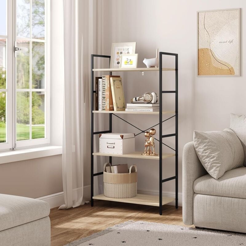 foto del prodotto libreria scaffale in legno a 4 5 6 ripiani scaffalatura fioriera porta piante 60x28x116 cm woltu