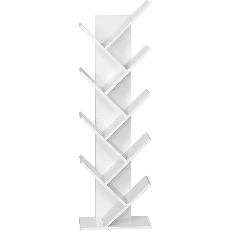 foto del prodotto libreria, scaffale in legno ad albero moderna 8 piani autoportante per soggiorno libreria 40 x 20 x 127 cm bianco meerveil