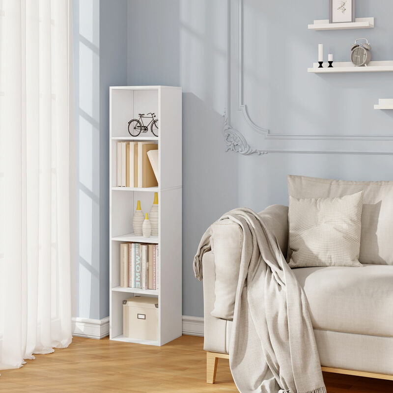 foto del prodotto libreria scaffale legno scompartimenti armadietto per libri fai da te 132 cm woltu