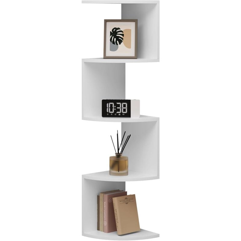 immagine 0 del prodotto libreria scaffale mensole parete angolare moderna zigzag 5 ripiani ad angolo bianco woltu