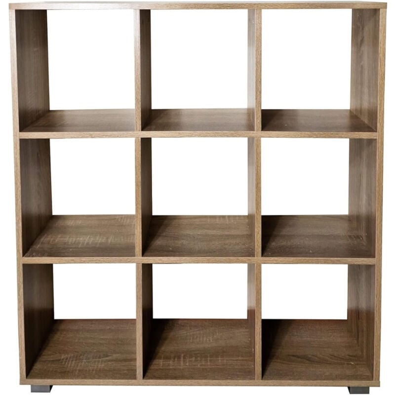foto del prodotto libreria scaffale per soggiorno con 9 ripiani in legno laminato mobiletto versatile per cucina, ufficio e studio rovere bianco, johannes maka