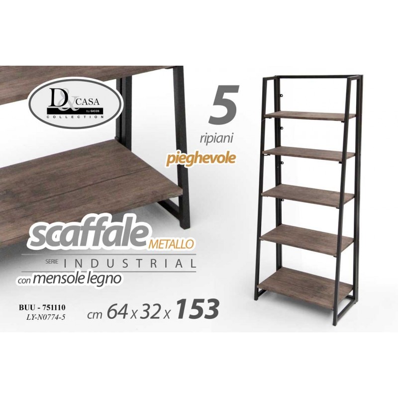 foto del prodotto libreria scaffale urban industrial cm 64 x 32 x 153