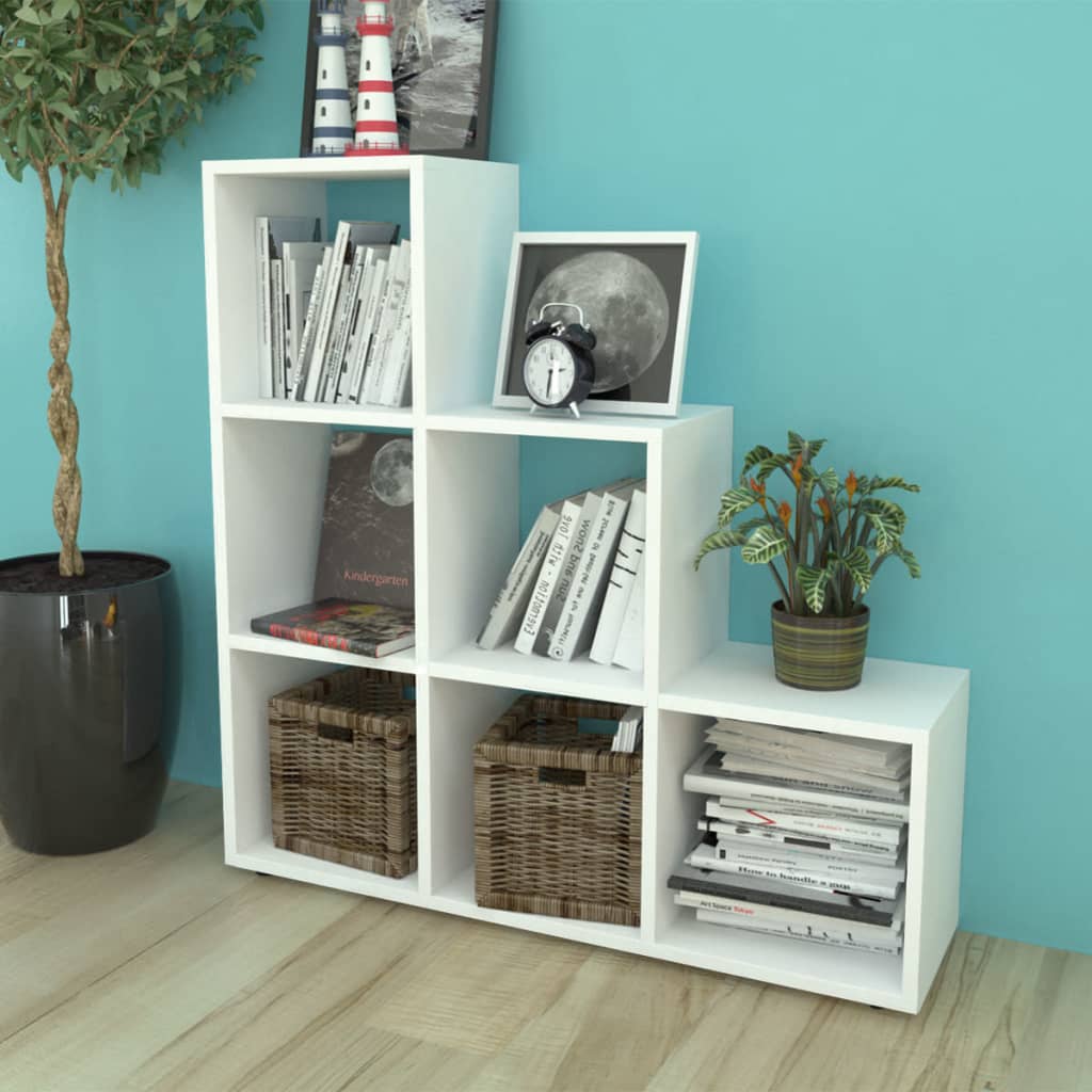foto del prodotto libreria scalare scaffale espositore 107 cm bianco cod mxl 9471
