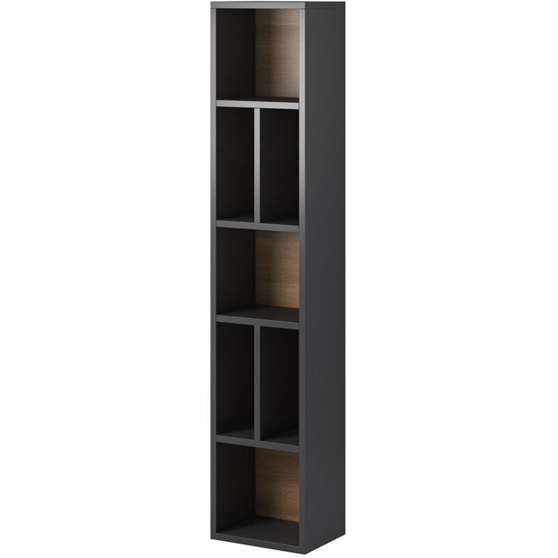 foto del prodotto libreria sospesa 160x32cm collezione ohio. colore grigio antracite e rovere.