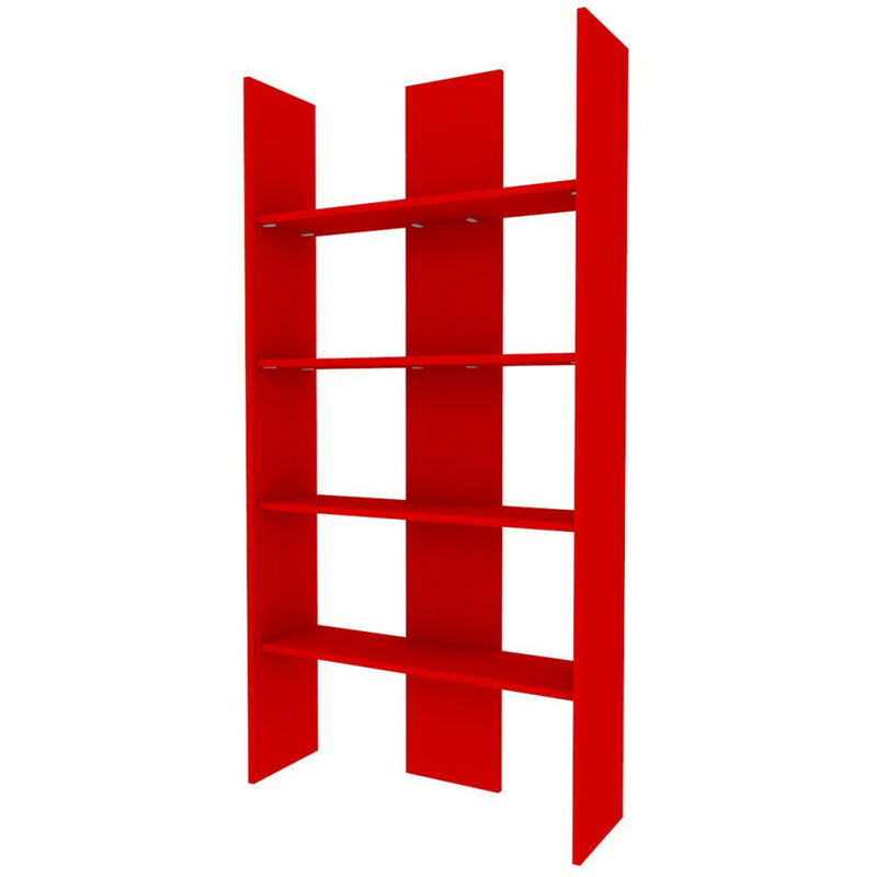 foto del prodotto libreria versatile design moderno, montaggio facile, ideale per soggiorno, studio e cameretta rosso