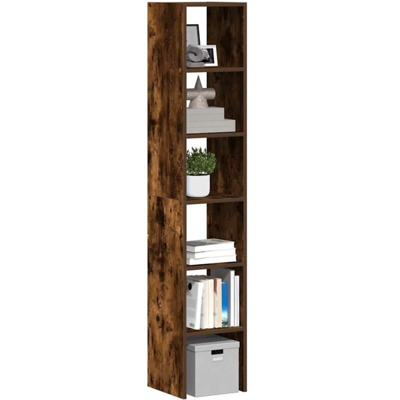 foto del prodotto librerie 2 pz impilabili rovere fumo 30x30x80 cm in truciolato