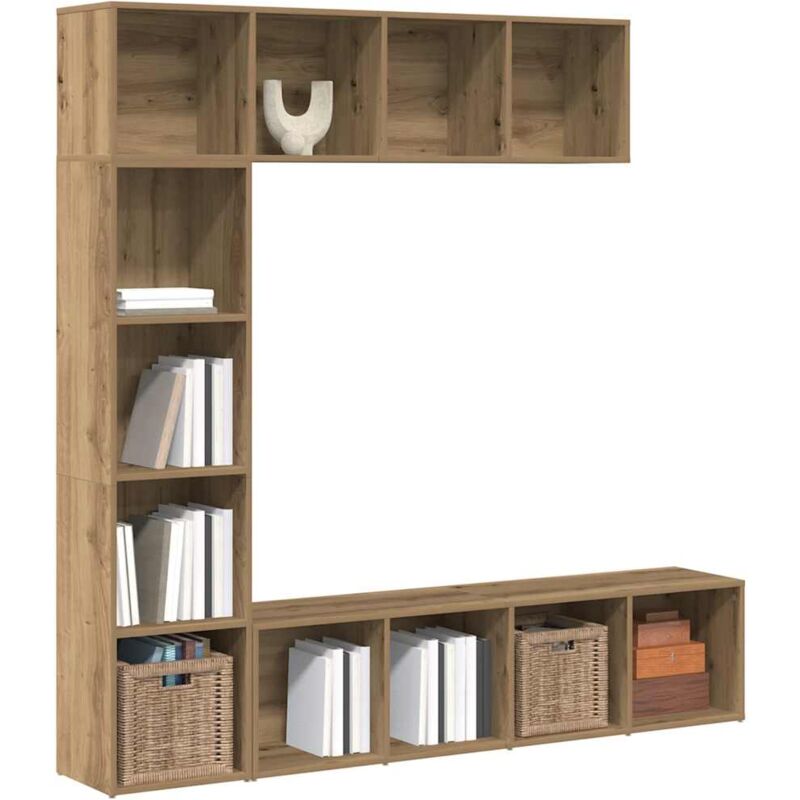 foto del prodotto librerie 3 pz rovere artigianale in legno multistrato vidaxl