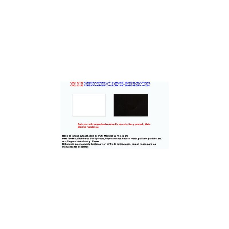 foto del prodotto liderpapel adesivo airon fix 0,45 cm x 20 m nero opaco 67004