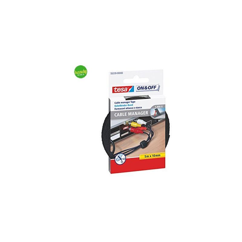 foto del prodotto liderpapel fascetta nastro fermacavi tesa in velcro attacca e stacca colore nero 10 mm x rotolo 500 cm