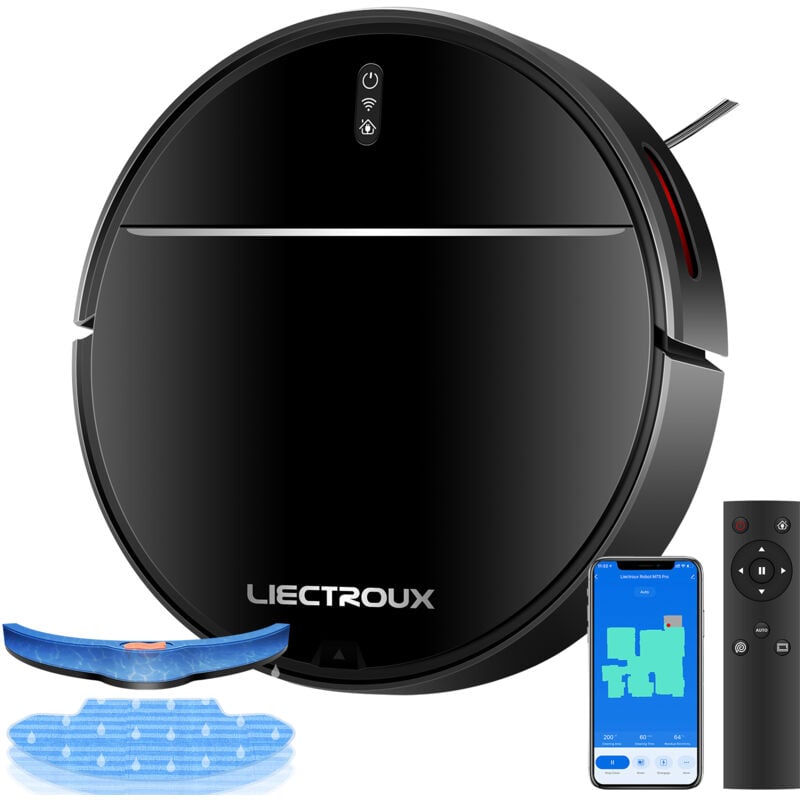 foto del prodotto liectroux robot lavapavimenti aspirapolvere m7s pro, aspirazione 4000pa, controllo tramite app, mappatura intelligente, tappetino per peli di