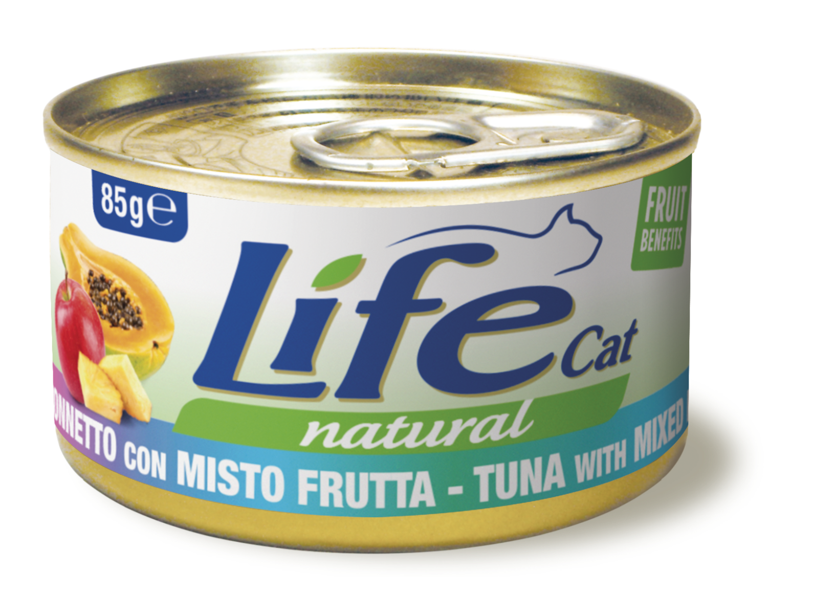 foto del prodotto life cat natural con frutta 85 gr tonno con mix di frutta confezione da 24 pezzi cibo umido per gatti 1 ordine scegli lo sconto bzr5 bzr20 200 punti fedelt 