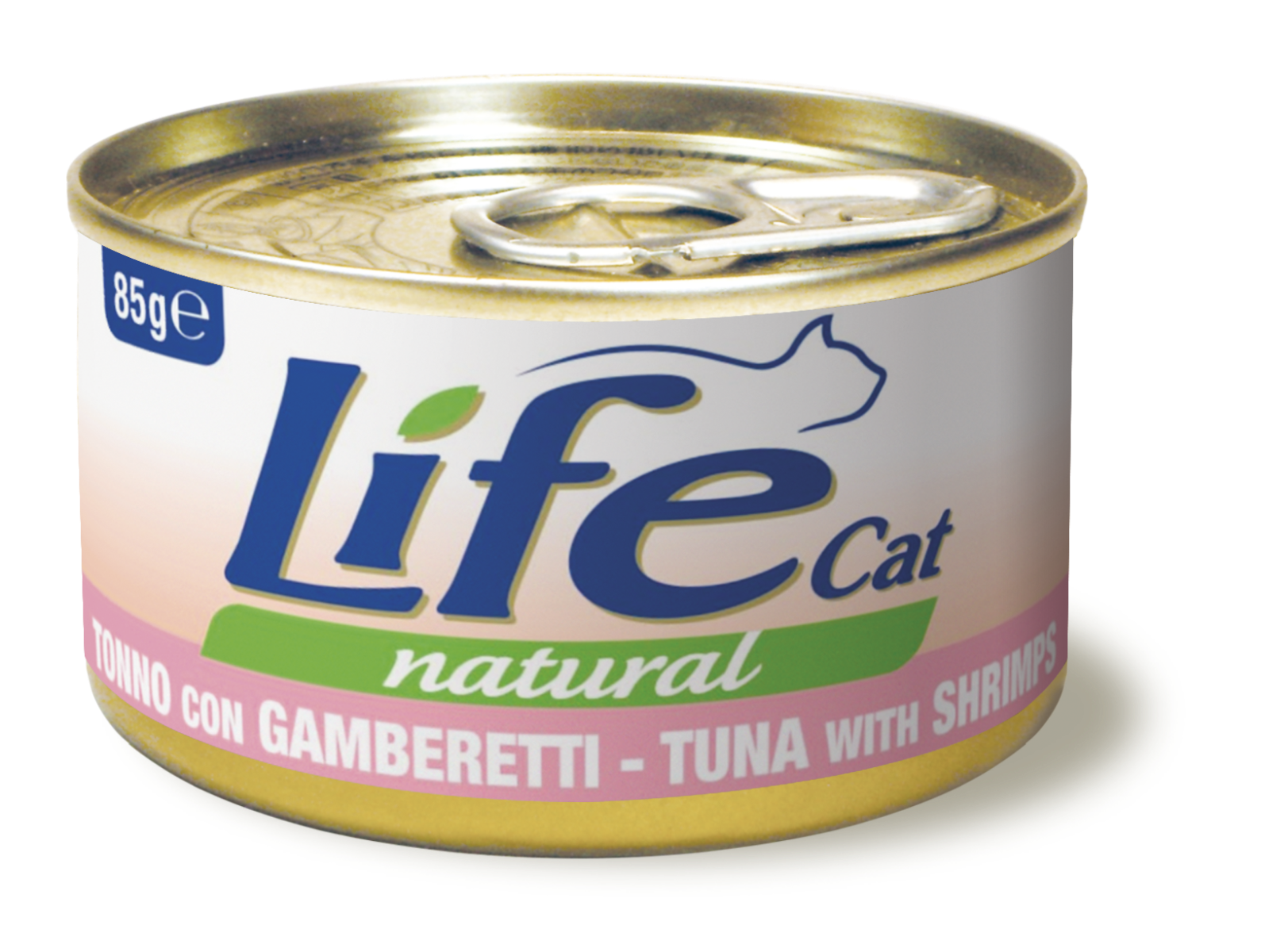 foto del prodotto life cat natural lattine 85 gr - tonno con gamberetti - confezione da 24 pezzi - cibo umido per gatti - 10 sconto con codice lifeblack