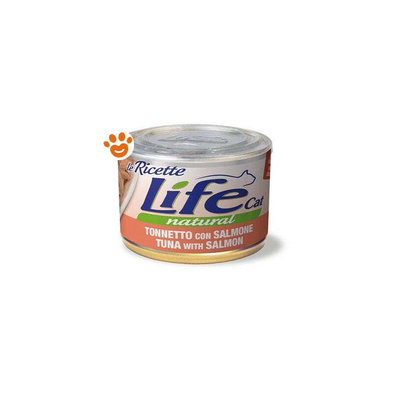 foto del prodotto life cat natural le ricette tonnetto con salmone cat natural le ricette tonnetto con salmone lattina da 150 gr