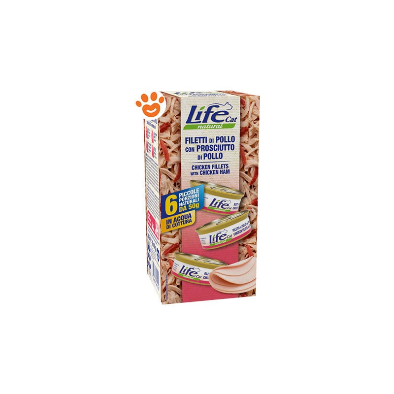 foto del prodotto life cat natural multibox filetti di pollo con prosciutto di pollo cat natural multibox filetti di pollo con prosciutto di pollo confezione da